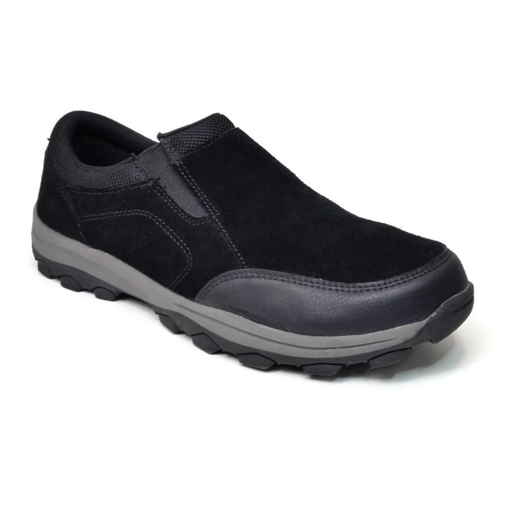GEORGE Trent Rugged Leather Casual Slip-On Memory Foam Shoes Mens Size 8.5 Black